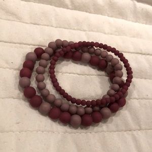 Three pack Mauve and maroon bracelets